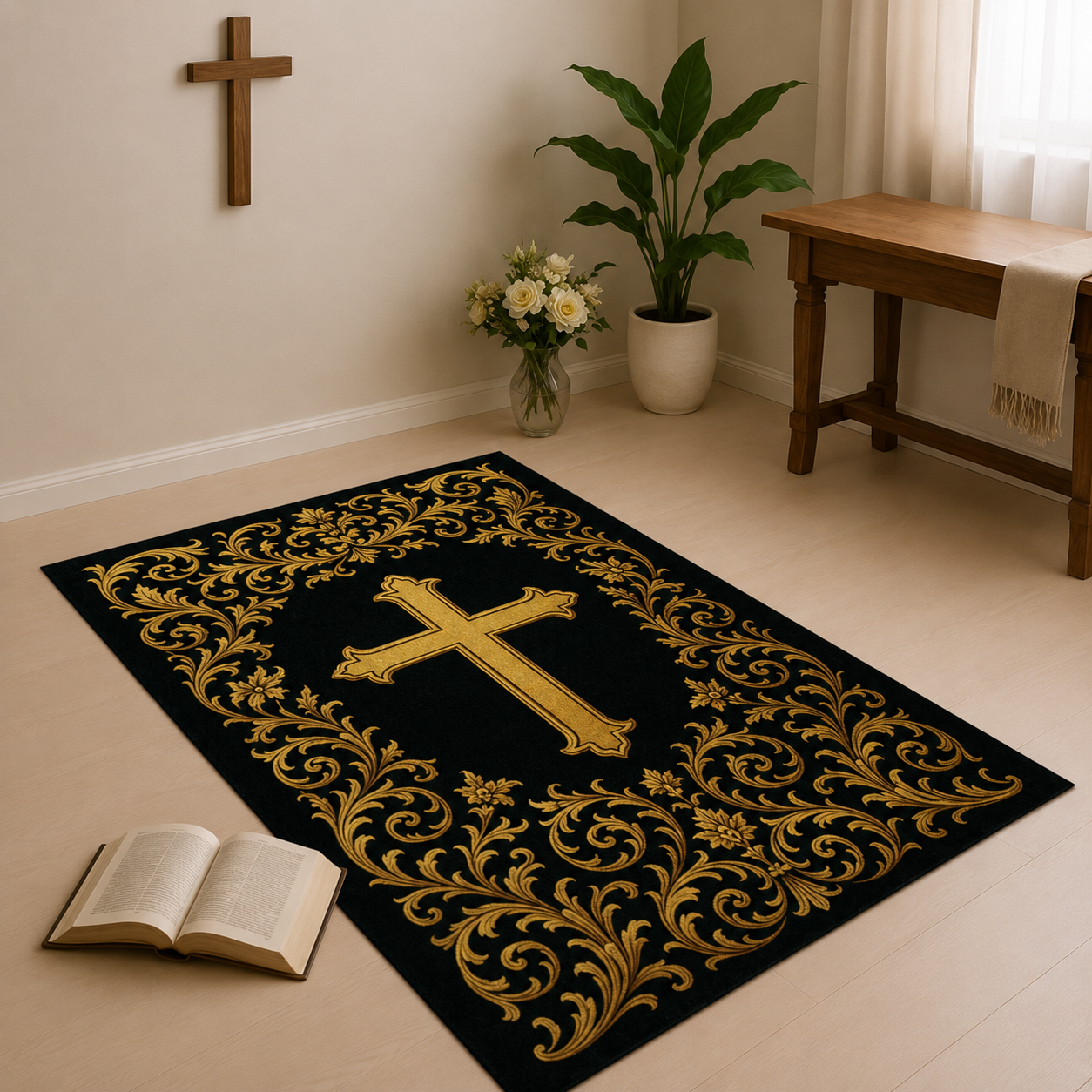 Handmade Christian Cross Rug