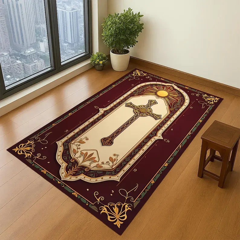 Handmade Christian Cross Rug