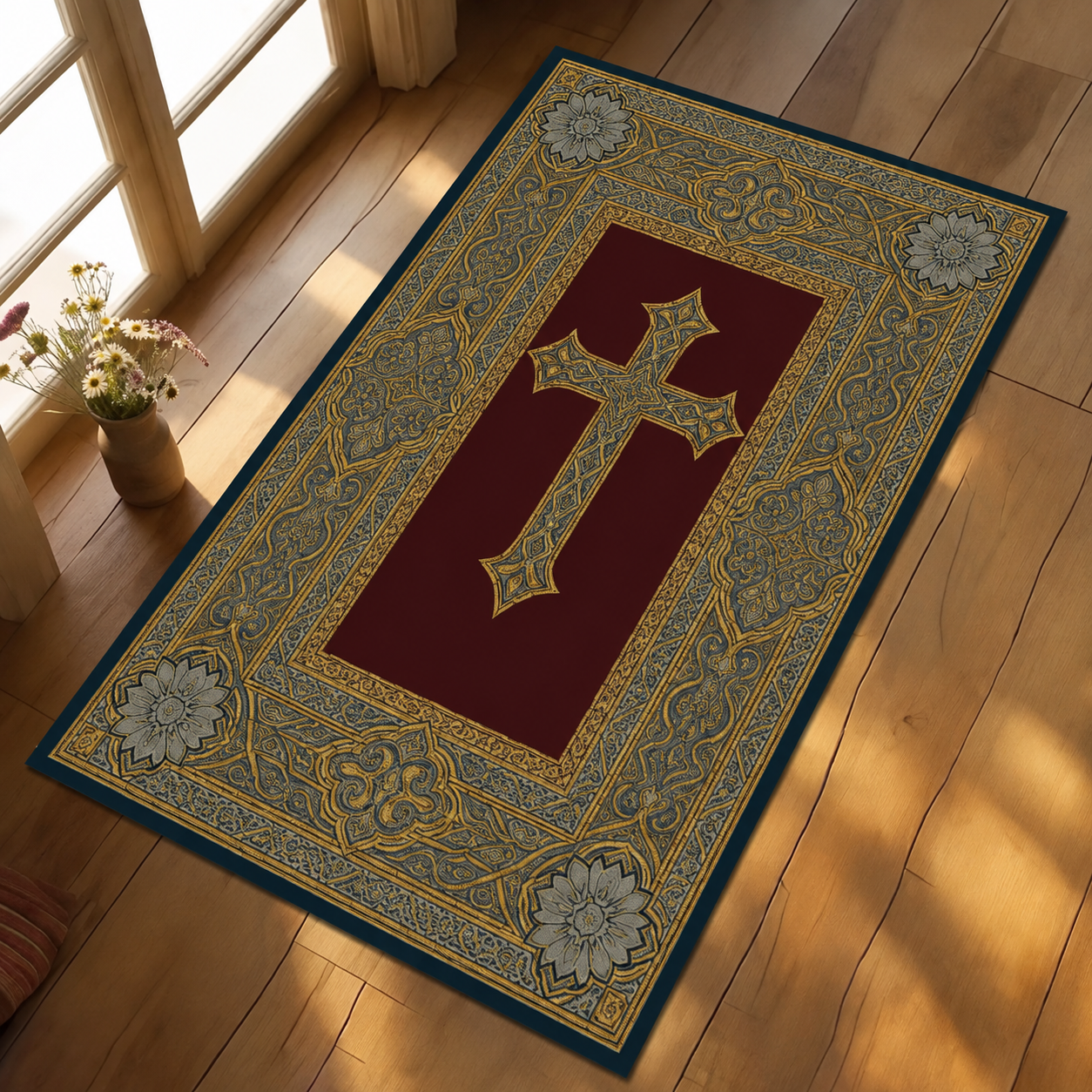 Handmade Christian Cross Rug